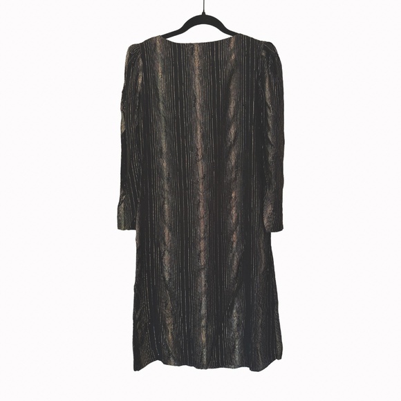 Vintage 80s Metallic Lurex Party Dress – Nancy Bracoloni Shangri-La – Black Gold - Picture 1 of 5